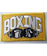 BOXING &amp; BOXING GLOVES NOVELTY SLOGAN EMBROIDERED PATCH 4.5 X 2.8 INCHES - £4.43 GBP