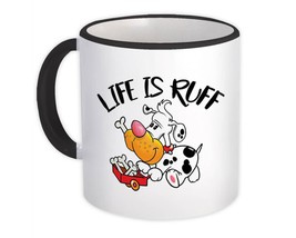 Dalmatian Cartoon Cart Bones Life is Ruff : Gift Mug Dog Puppy Pet Animal - £11.89 GBP