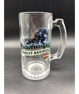 Harley Davidson Motor Cycles Clear Glass Beer Mug Stein Wild Horse Bend ... - $22.27