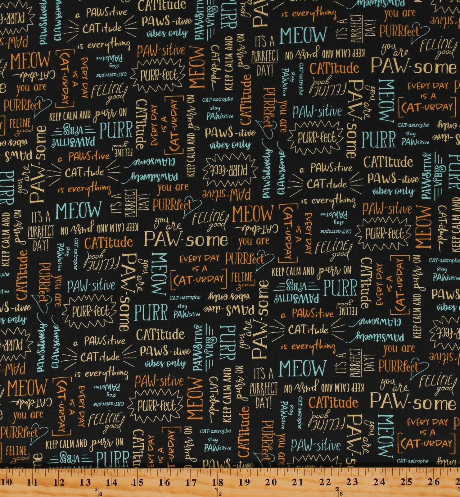 Cotton Cats Kittens Animals Words Puns Fabric Print by the Yard D377.48 - $12.49