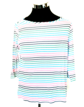 Croft &amp; Barrow T- Shirt Women&#39;s XXL Knit Casual Activewear Multicolor Stripes - £9.36 GBP