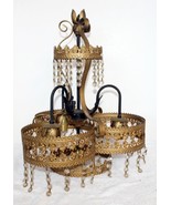 Intricate Vintage Antique Stamped Metal Lace Tiered Chandelier w/ Crysta... - $5,200.00