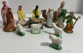 Set 13 Piece Vintage Nativity Scene Figures Table Top - £17.91 GBP