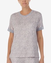 DKNY Womens Sleepwear Short Sleeve Contrast Trim Printed Pajama Top, Large, Pink - £32.13 GBP
