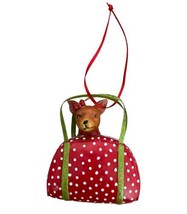 Chihuahua in Red and White Polka Dot Handbag Dog Ornament Not Perfect - £4.55 GBP