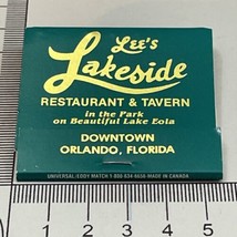 Vintage Matchbook Cover  Lee’s Lakeside Restaurant &amp; Tavern Orlando, FL  gmg - £9.71 GBP