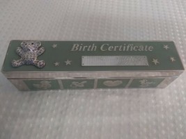 Baby Birth Certificate Box Holder Silverplated Engravable Plate Keepsake Lined  - £9.87 GBP