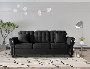 L Shaped Reversible Sofa With Storage Chaise, 85.2 Inch, Black - $973.99
