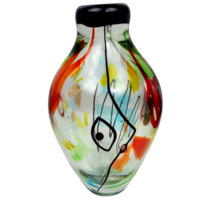 Vintage Modern Abstract Clear Art Glass Vase Picasso Style Face Hand Blown 9&quot; - £399.57 GBP