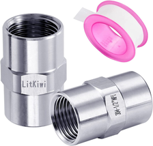 2PCS Stainless Steel 304 Cast Pipe Fittings Coupling,1/2&quot; Female NPT X 1/2&quot; Fema - £11.83 GBP