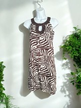 Ann Taylor Loft Mini Brown Zebra Print Petite Size 0 Women&#39;s Dress Beaded - £19.08 GBP