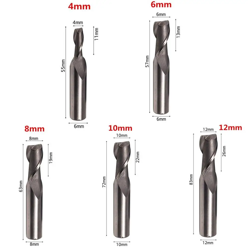 5pcs HSS 2 Flute Straight Shank End Mill Router Bit 4mm 6mm 8mm 10mm 12m... - $5,274.09 MXN