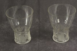 Vintage 2PC Lot Pilsner Barware Glasses W Monogram Eagle Lion Saint 5&quot; Tall - £16.99 GBP