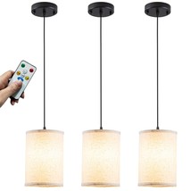 Battery Operated Pendant Light With Remote,Fabric Pendant Lights Kitchen Island  - £138.67 GBP