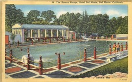 Linen Postcard CA K471 The Roman Plunge Hotel Del Monte Swimming Pool 1950 Post - £5.17 GBP