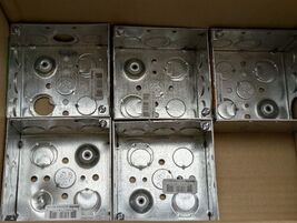 Lot of 5 Steel City 4” Metallic Metal Square Electrical Outlet Box 52171... - $21.46