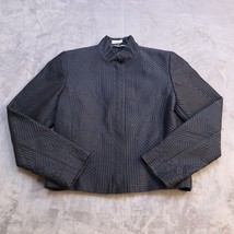Linda Allen Ellen Tracy Black Silk Jacket Full Zip Up Petites Casual Womens 2P - £31.59 GBP