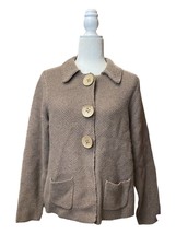 Boden 100% wool wooden 3 buttons accent snap closure brown neutral blazer Sz 14 - £33.34 GBP