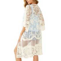 Womens Lace Open Front Cardigans 3/4 Sleeves Long Kimono Lightweight Cover Up(Ap - £39.17 GBP