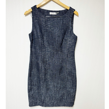 Calvin Klein Womens Blue Sparkle Tweed Dress Full Side Zipper 10 - £25.14 GBP