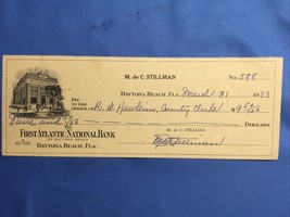 1933 First Atlantic National Bank Daytona Beach Florida Obsolete Check C... - $19.78
