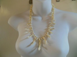 Mother-of-Pearl Shell Lei Necklace W/Gold-tone Spacers - £36.64 GBP