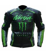  Kawasaki Ninja Green, Black Cowhide Leather Motorcycle Jacket CE-APROVE... - $149.00+