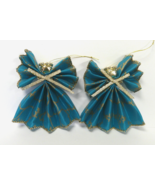 (2) Teal and Gold Angel Ornaments NEW Handmade - $9.80