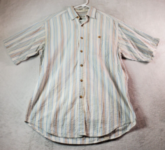 Orvis Shirt Men Size Medium Multi Striped Short Sleeve Pocket Collar Button Down - $15.78