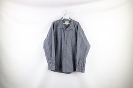 Vintage Cabelas Mens XL Thrashed Elbow Patch Soft Canvas Trail Button Shirt Gray - £27.65 GBP