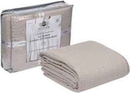Hillfair 100% Combed Cotton Blanket, 102X108 California King Size Bed Blankets, - £56.23 GBP