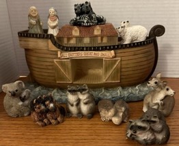 Unique Ceramic Noah’s Ark With Noah, Wife And 8 Pairs Of Animals Vintage - £38.68 GBP