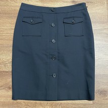 Ann Taylor Black Straight Pencil Skirt Button Front Size 2P Petites Stretch - £21.92 GBP