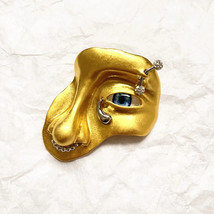 Face Shaped Brooch Vintage Design Alloy Plated Golden/silver Fashion Acc... - £12.75 GBP