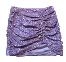 NWT retrofete Celestia Mini in Lilac Purple Sequin Ruched Asymmetrical Skirt S - £103.89 GBP