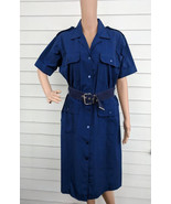 70s Blue Casual Short Sleeve Dress M 10 Vintage - €19,73 EUR