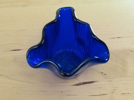 Hadeland Norway Cobalt Glass Votive Tea Light Candle Holder Blue Vtg - $26.72