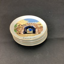 Set 4 Asian Great Wall of China Colorful Small Bowls 3.75” Pinch Prep Gold Rim - £14.93 GBP