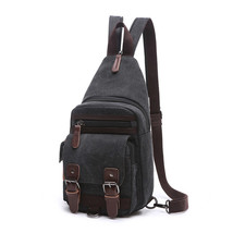 Canvas Men Backpack Multifunction Small Travel Bag Back Pack Male Chest Bag Vint - £53.43 GBP