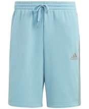 adidas Men&#39;s 3-Stripes 10&quot; Fleece Shorts Preloved Blue-Small - £17.52 GBP