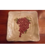 Table Top Unlimited Cabernet Hand Painted 8 1/2&quot;  Square Red Grapes Sala... - $19.75