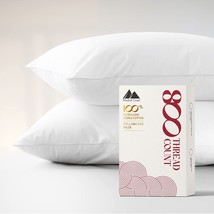 Queen / Standard Size Pillow Cases Set Of 2 - 100% Cotton Pillowcases, Natural C - £28.46 GBP