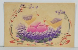 Easter Greetings Chicks Eggs Airbrushed Embossed 1908  Postcard P18 - £4.75 GBP