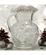 Antique Fenton Art Glass White Opalescent Pitcher Buttons Braids Ruffled... - $204.43 CAD