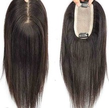 20&quot; hair length Natural Black Free Part Silk Base Human Hair Topper; Nat... - $194.87