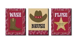 Little Cowboy Boys Bathroom Rules Wall Frames plaques Lot Of 3 Teacher S... - $10.74 CAD