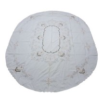 Vintage cutout Roses LACE embroidered Oval 83” X 66” TABLECLOTH + 6 Napkins Set - £59.60 GBP