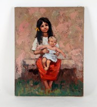 &quot;Mother and Child&quot; by Robierre, Oil Painting on Canvas, 18x14 - £753.61 GBP