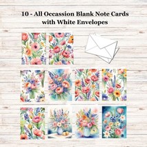 10 - Blank Note Cards (4x 5.12)  with Envelopes - All Occasion - Dutch Florals - £9.64 GBP