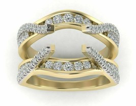 1.50 Ct Simulated Diamond Enhancer Wrap Guard  Band Ring 925 silver Gold Plated - $110.87